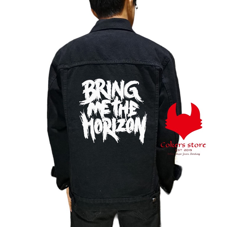 Jaket Jeans Printing Sablon Pria - BLACK BRING ME THE HORIZON