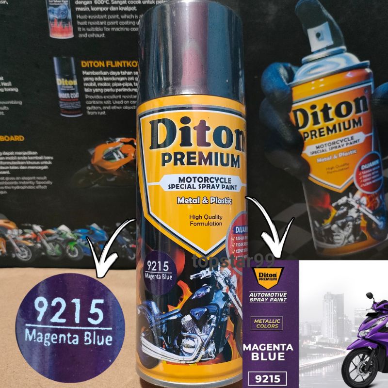 Pilok Pilox Cat Diton Premium Magenta Blue 9215 Ungu kebiruan 400cc Tahan Bensin Cat Semprot Diton Premium Cat Diton Oilok Diton 400cc