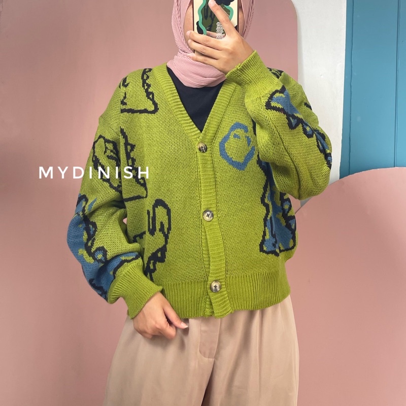 Crop Cardigan Dino - Kardigan Rajut Wanita Unisex