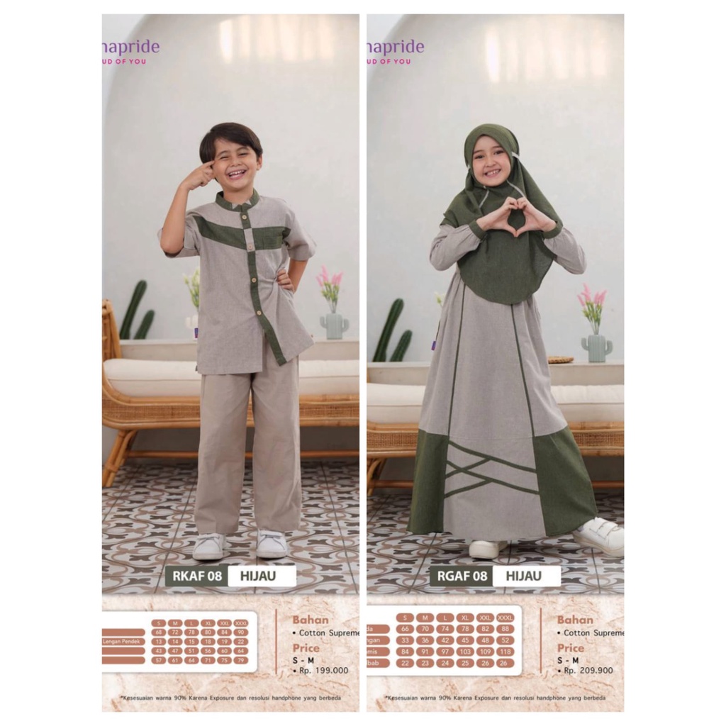 GAMIS RAUNA COUPLE ANAK 08 HIJAU