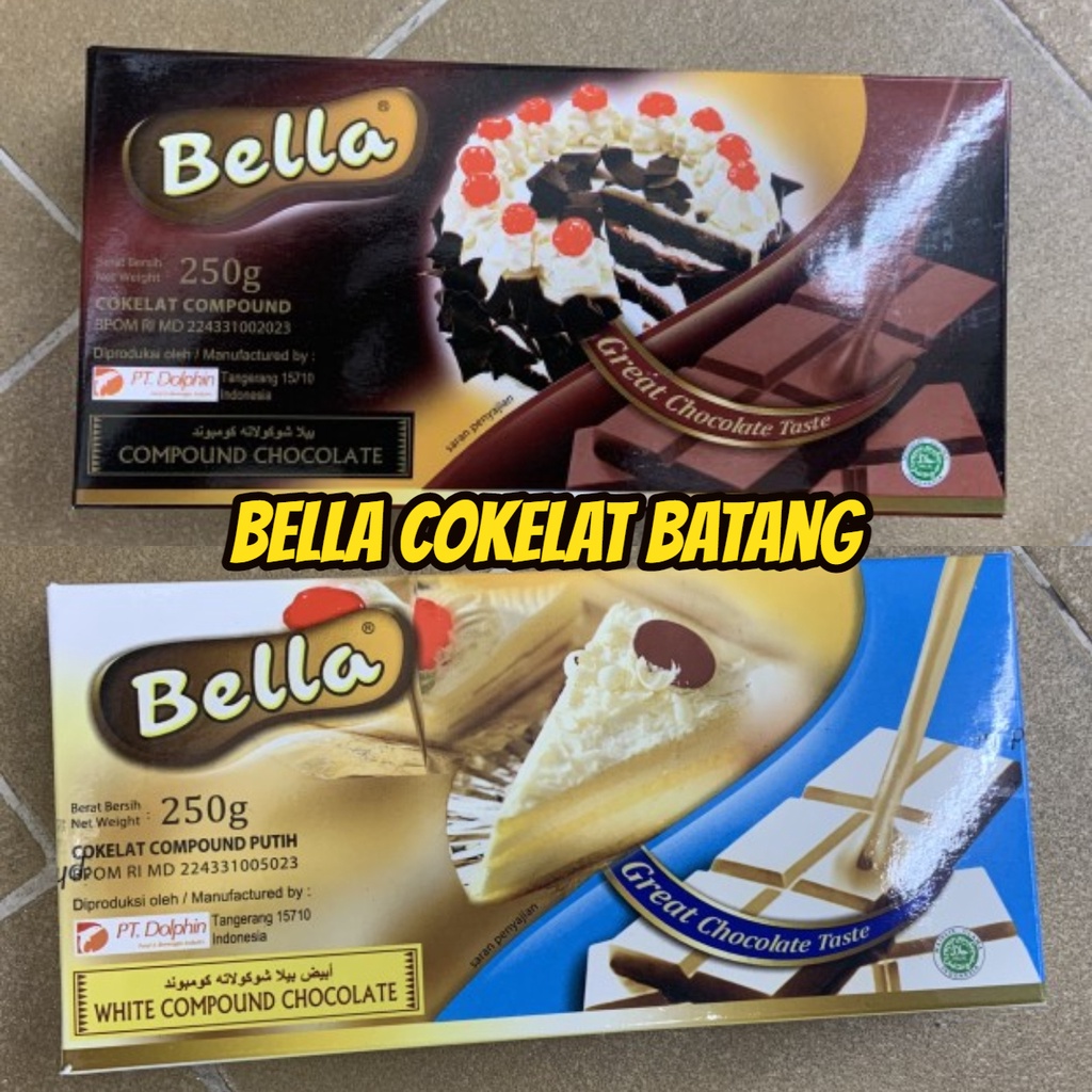 

Bella Varian Chocolate Compound Choco Dark White Cokelat Hitam Putih Coklat Batang Bahan Baking Kue