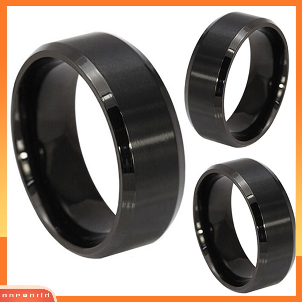 {oneworld} Fashion 8MM Baja Titanium Band Cincin Pria Pernikahan Pertunangan Perhiasan Hitam