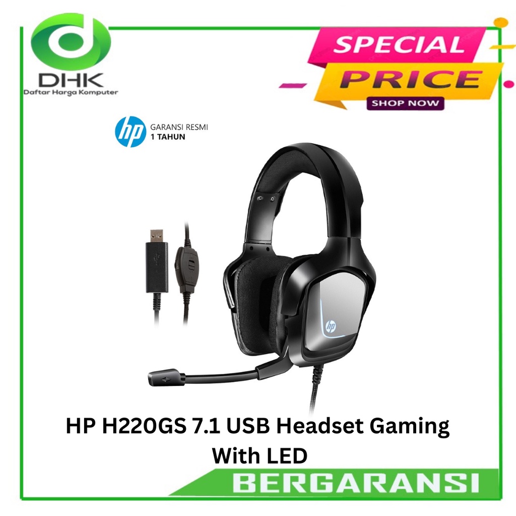 HP H220GS 7.1 USB Headset Gaming With LED