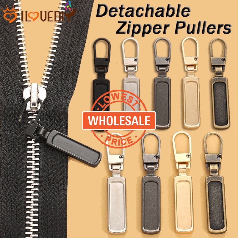 [Harga Grosir] 1pcs 5warna DIY Jahit Aksesori Pakaian Ritsleting Logam Praktis Zipper Puller Detachable Metal Zipperfor Bags Jacket Luggage