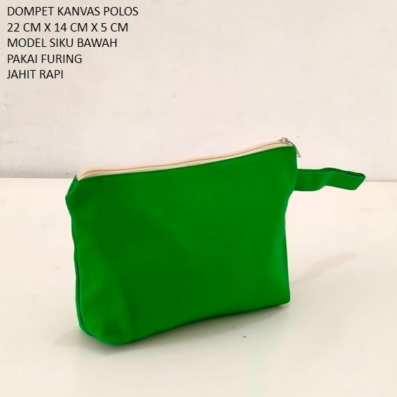 DOMPET KANVAS POLOS POUCH KANVAS WARNA HIJAU. Riens Collections