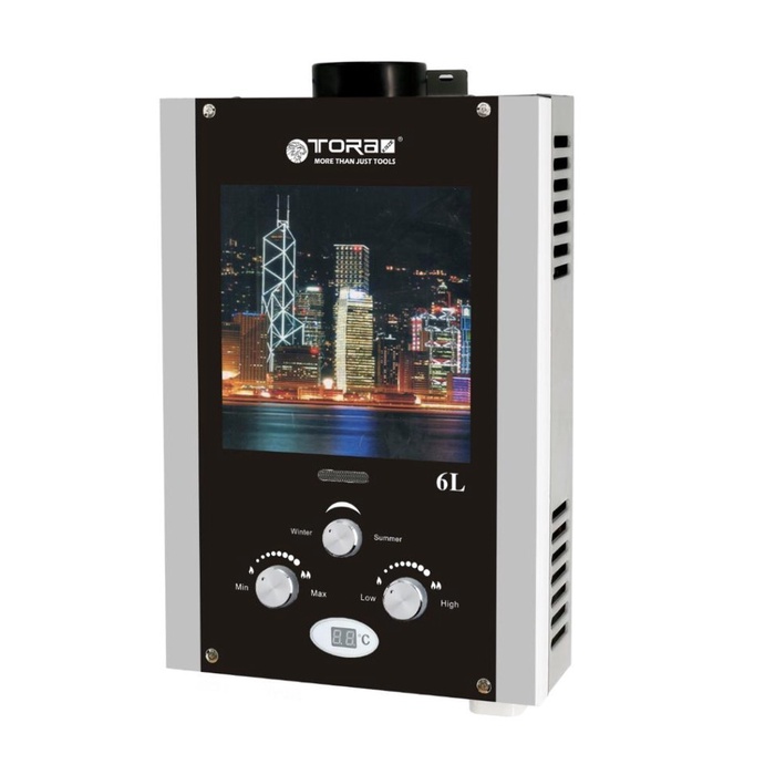 TORA Gas Water Heater - Pemanas Air Digital Glass 6 Liter LPG GWH6E