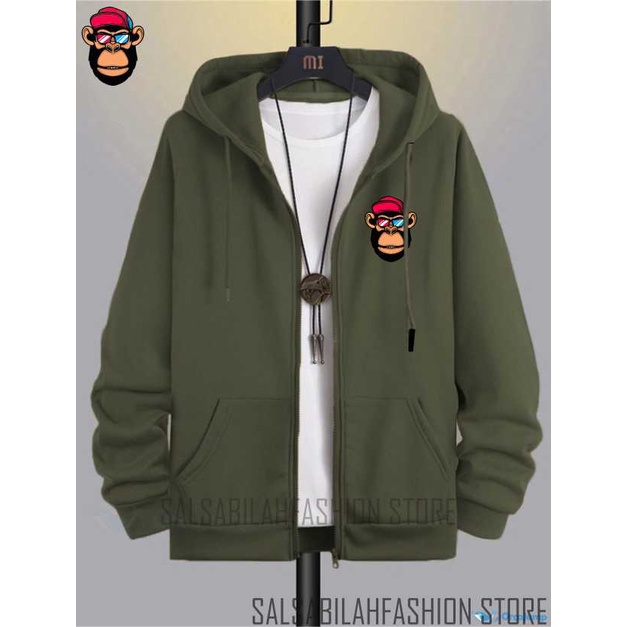 Jaket Distro Zipper - Jaket Sweater Hoodie Resleting Pria MONKEY