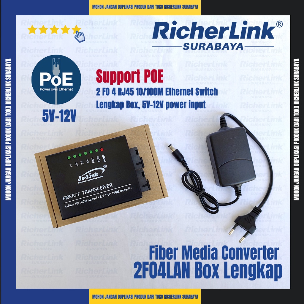 Media Converter Fiber Switch (2FO4RJ45) 2FO dan 4 LAN