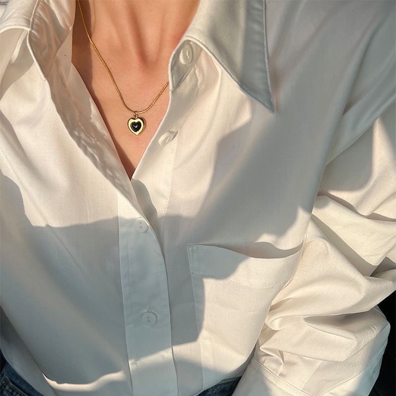 kalung titanium hitam anting hati hitam