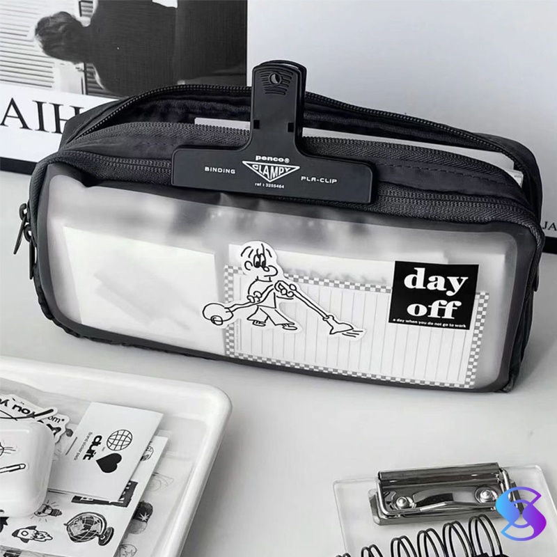 

Kartun transparan kapasitas besar tempat pensil/kotak alat tulis/tas penyimpanan-Suning Mall