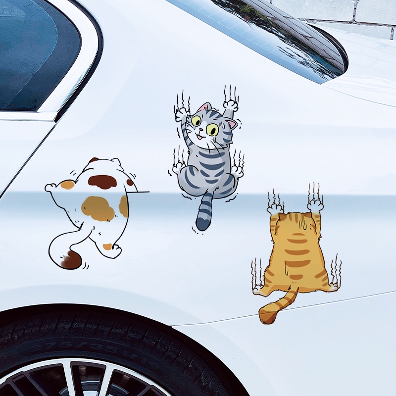 Universal Auto Body Dekorasi Decals Lucu Bentuk Kucing Peliharaan Stiker Mobil Motor Stiker Hias Kreatif Mendaki Kucing Styling Stiker