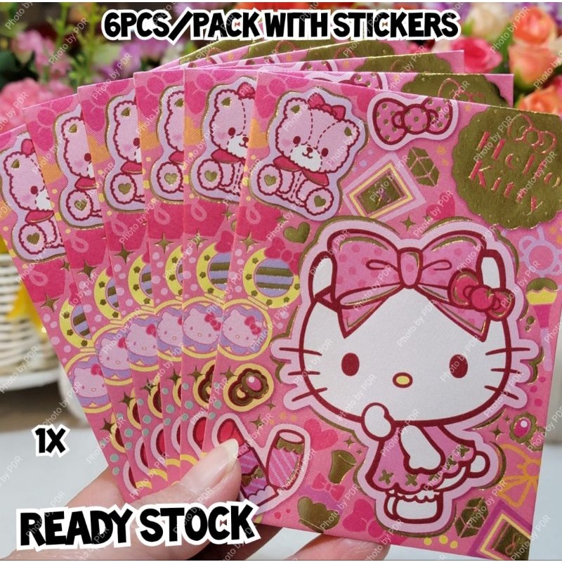 Angpao Pink Gold Emas Isi 6 Pcs Imlek CNY Sincia Lebaran Sanrio Karakter Hello Kitty