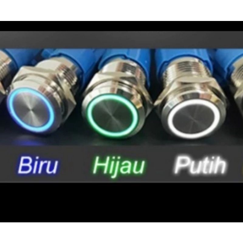 Saklar On Off LED stainless push button Waterproff 16 Mm 22 Mm 220V