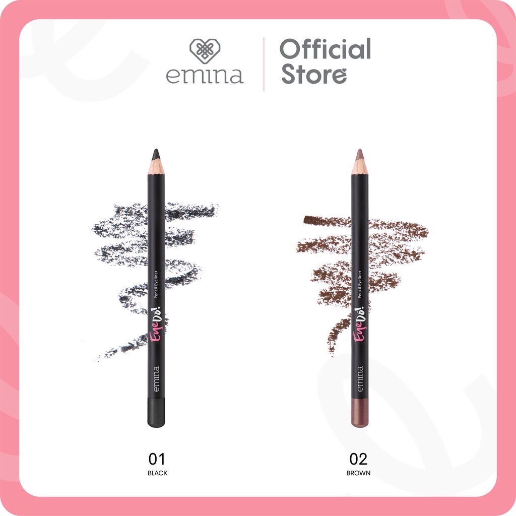 EMINA Eye Do! Pencil Eyeliner Indonesia / Eye Liner 1g / Waterproof Matte Finish Tidak Mudah Patah / Pensil Eyeliner Eyeshadow Intense Color Longlasting / Anti Air Black Brown Hitam Coklat / Cosmetic Makeup Make Up Brow EyeDo Do Series Crayon Pous Le Yeux