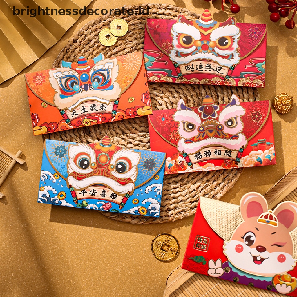 [Birth] 4pcs Amplop Merah Imlek Amplop Saku Merah Chinese Red Packet Hong Bao Amplop Uang Keberuntungan [ID]