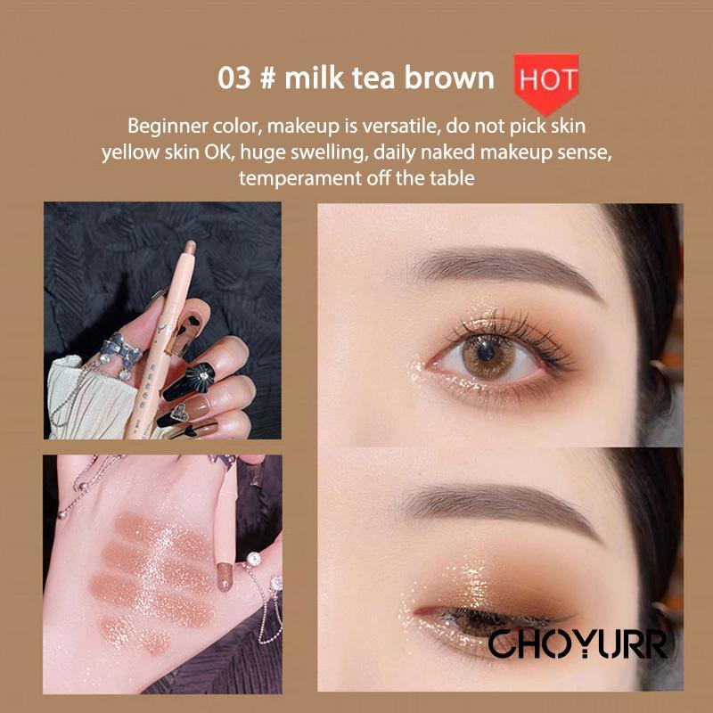 【COD】2-In-1 Glitter Shimmer Mata Stik Perona Mata Tahan Lama Dan Tahan Air Eyeshadow Pen Highlighter Berbaring Silkworm Pen Mata Serbaguna-CH