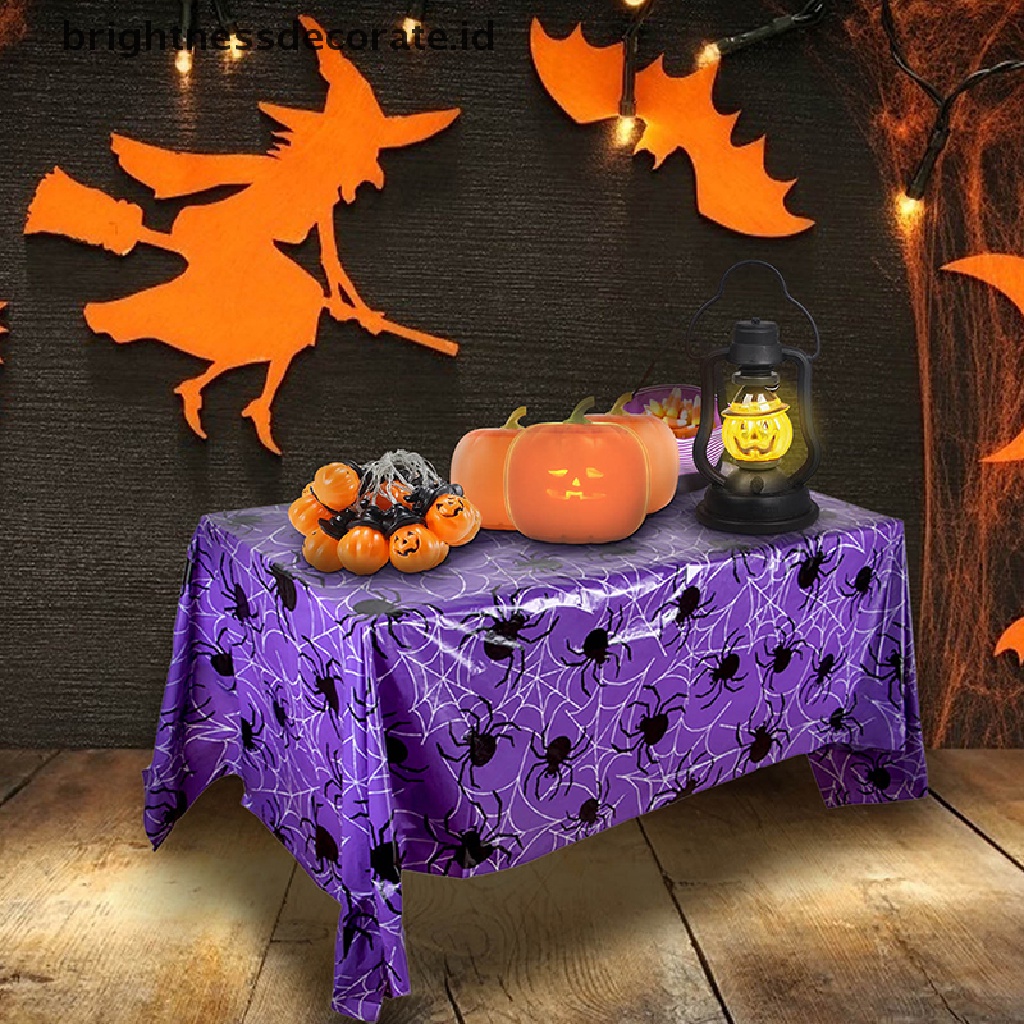 [Birth] Halloween Taplak Meja Sekali Pakai Anti Air Plastik Persegi Panjang Table Cover [ID]