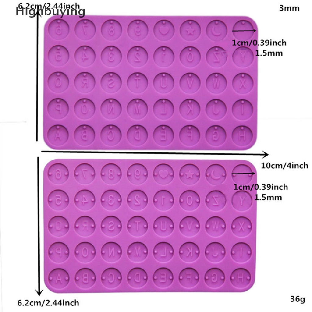 Hbid DIY Huruf Angka Bulat Discs Cetakan Perhiasan Huruf Inisial Round Resin Mold Glory