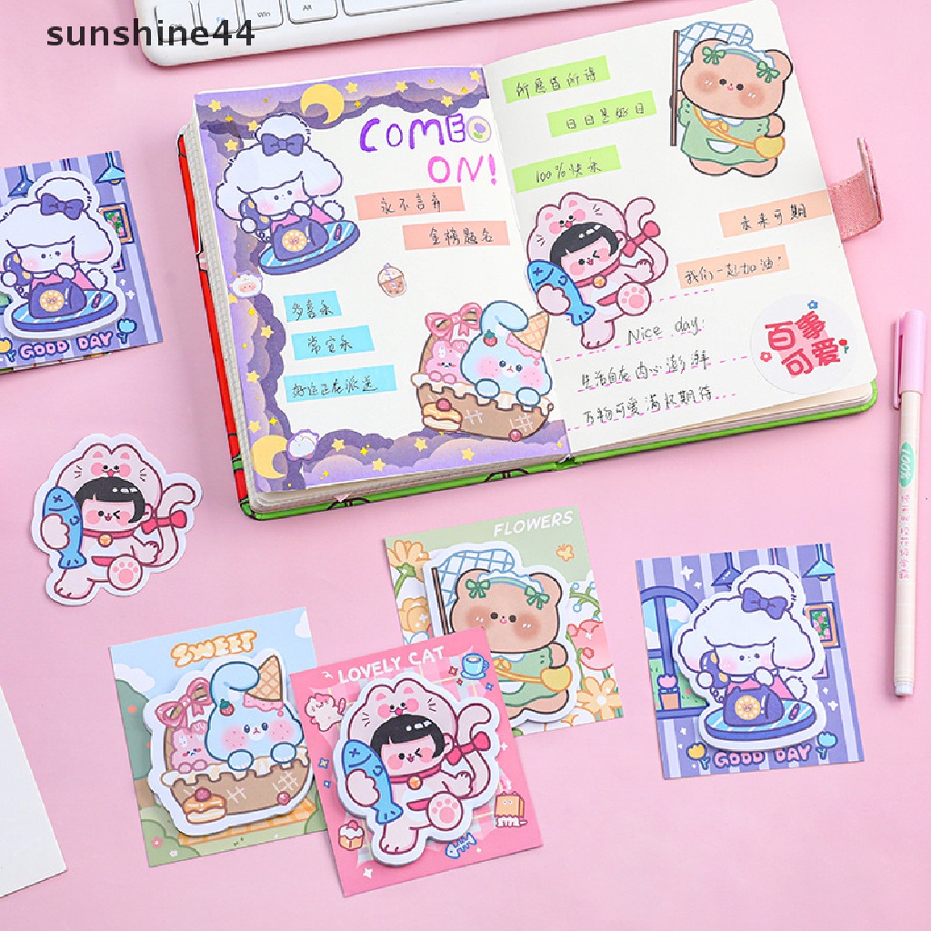 Sunshine 30lembar Lucu Kartun Berbentuk Note Tab Bookmark Sticky Notes Notepad Siswa Pesan Kartun Notebook Kawaii Stationery Perlengkapan Kantor Sekolah.