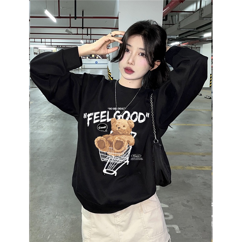 Sweater Oversize Teddy Bear Sweater Oversize Korean Style/kaos polos lengan panjang