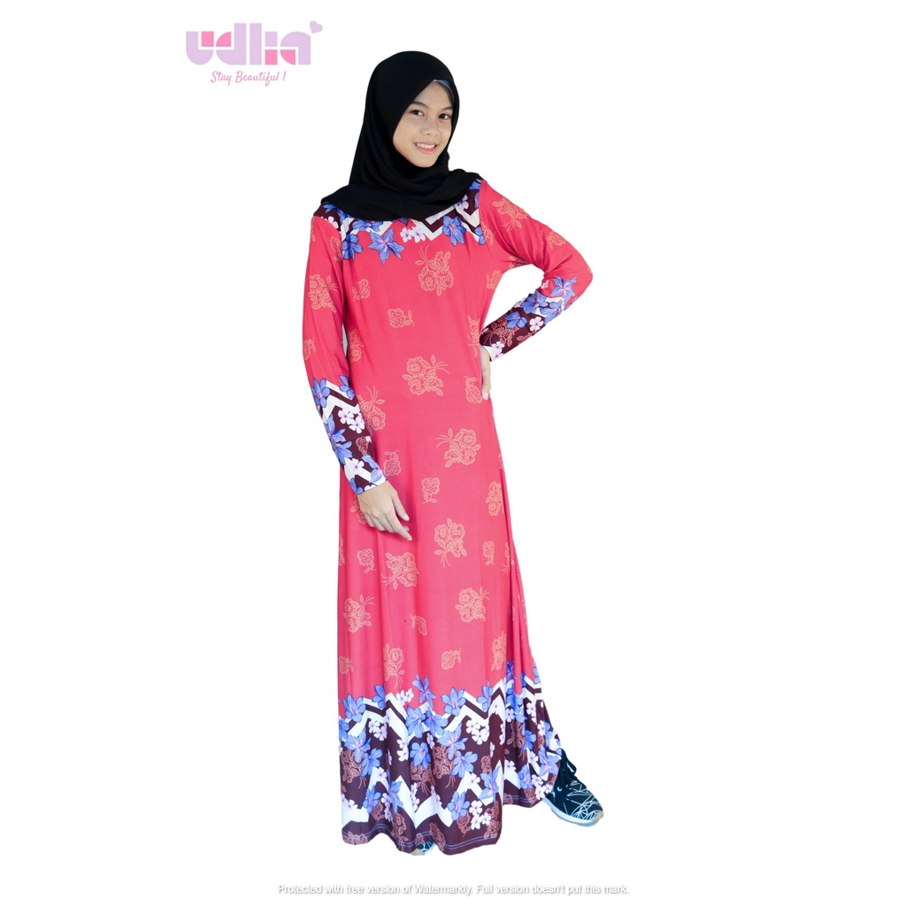 Udlia Gamis Jersey Motif Bunga Maia