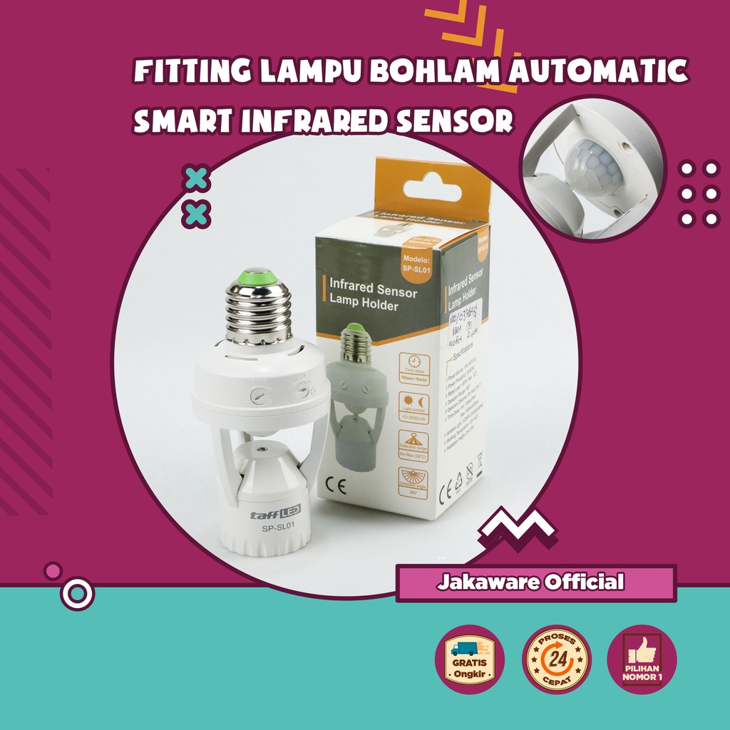 FITTING LAMPU BOHLAM E27 INFRARED SENSOR LAMP HOLDER ADAPTER EKSTENSI ADAPTOR FITING FLEKSIBLE FLEKS