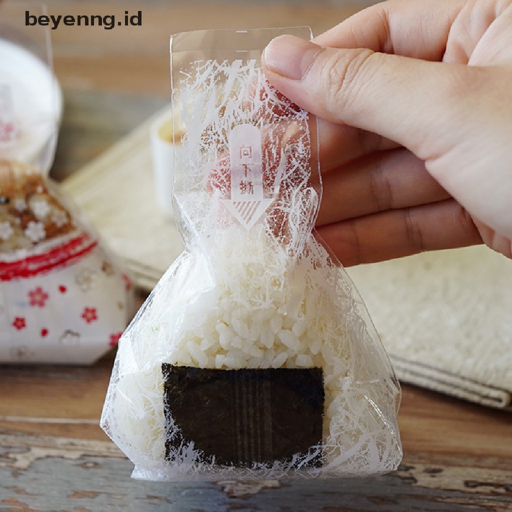 Beyen 100PCS Segitiga Onigiri Wrappers Kantong Bola Nasi Plastik Anti Kabut Mudah Sobek ID