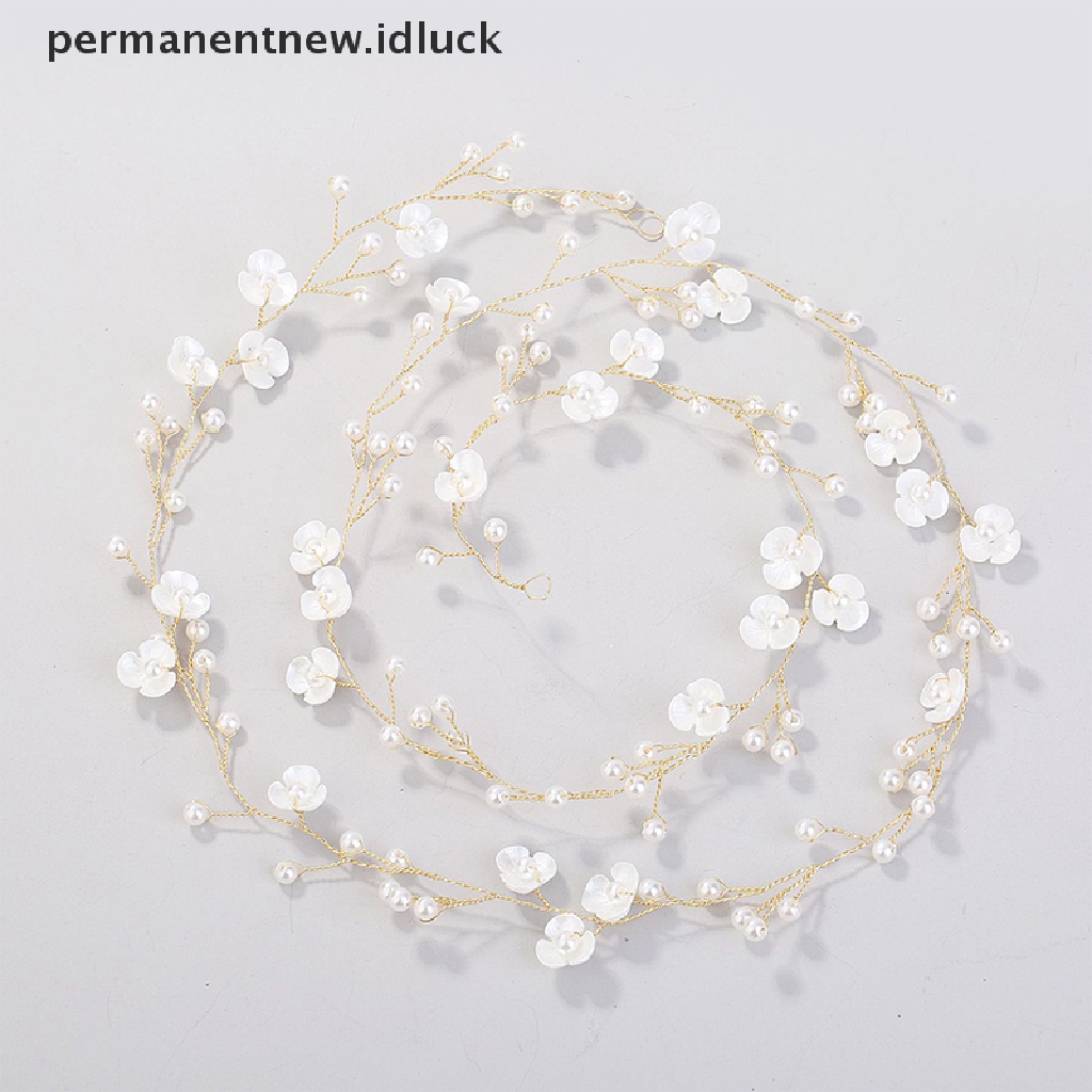 [luckypermanentnew] Bando Kristal Aksesoris Rambut Pernikahan Handmade Bunga Mutiara Untuk Pengantin Perempuan [ID]