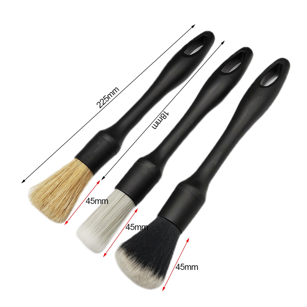 3pcs Sikat Detailing Mobil Super Lembut Auto Interior Detail Brush Dengan Bulu Sintetis Car Dash Duster Brush Aksesoris
