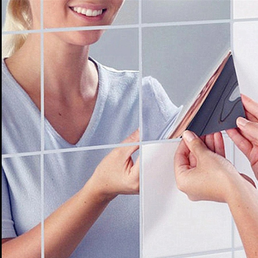 wall paper dinding 3d stiker cermin mirror