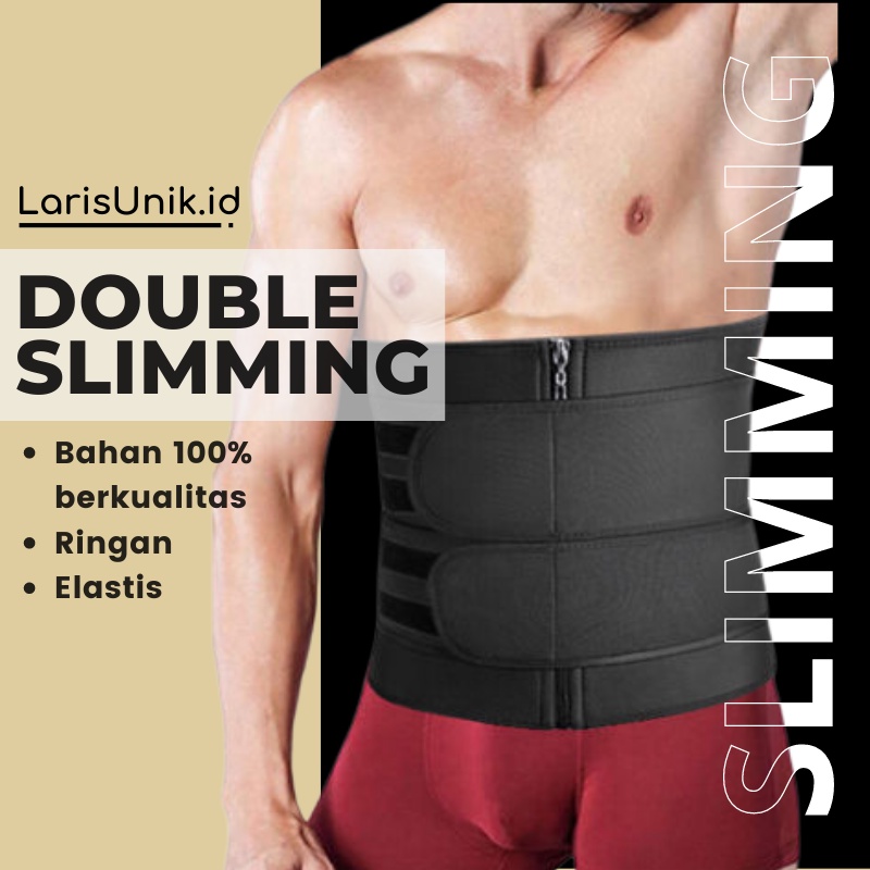 Waist Trainer Pria Korset Olahraga Pembakar Susut Lemak Dan Pengecil Perut Buncit Pelangsing Tubuh Badan Pinggang Cowok Corset Korslet Olahraga Pembentuk Otot Perut Pria Sixpack Jumbo Premium Ori Tebal Buat Angkat Beban Double Strap