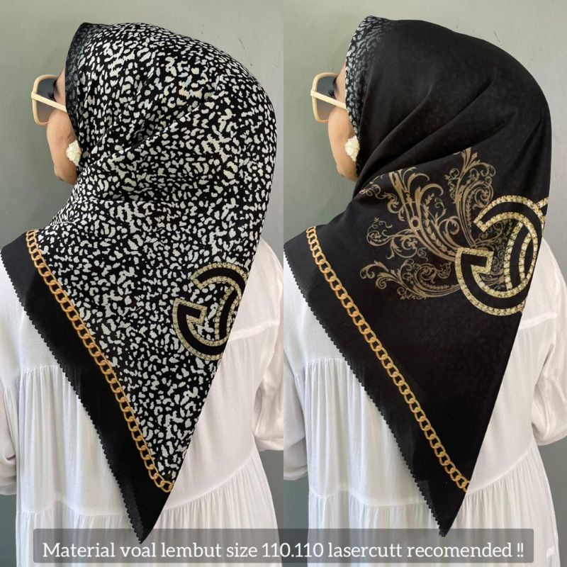Hijab Segi Empat Voal Motif Branded