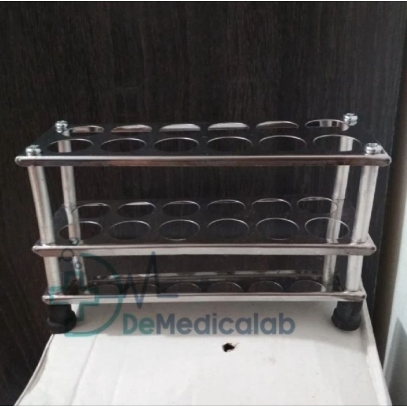 Rak Tabung Reaksi Stainless Steel 12 Lubang - Test Tube Rack