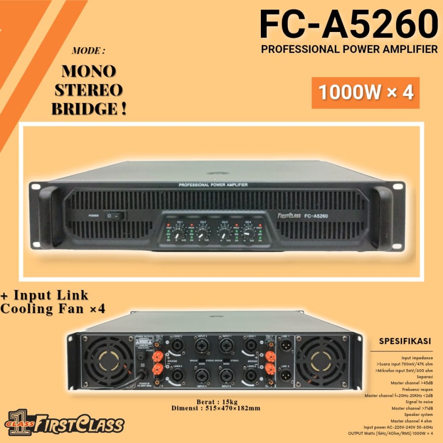 POWER AMPLI FIRSTCLASS FC-A5260 PROFESSIONAL