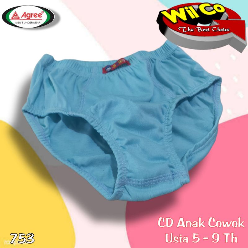 K753T - (Isi 3Pcs) CELANA DALAM ANAK COWOK AGREE (USIA 5 TH - 9TH)