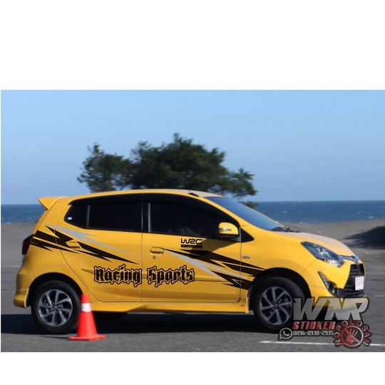 0374 Cutting Stiker Agya Ayla Stiker Striping Racing Sport Stiker Mobil Agya Ayla Brio Jazz stiker C