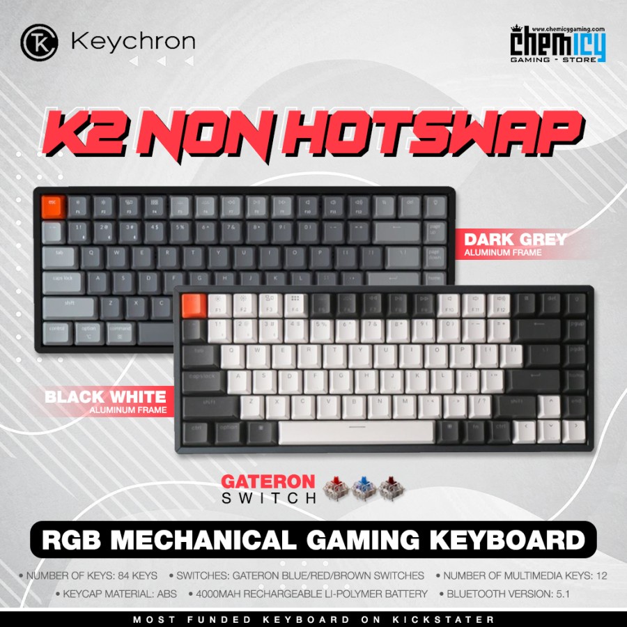 Keychron K2 RGB Non Hotswap Aluminum Mechanical Gaming Keyboard