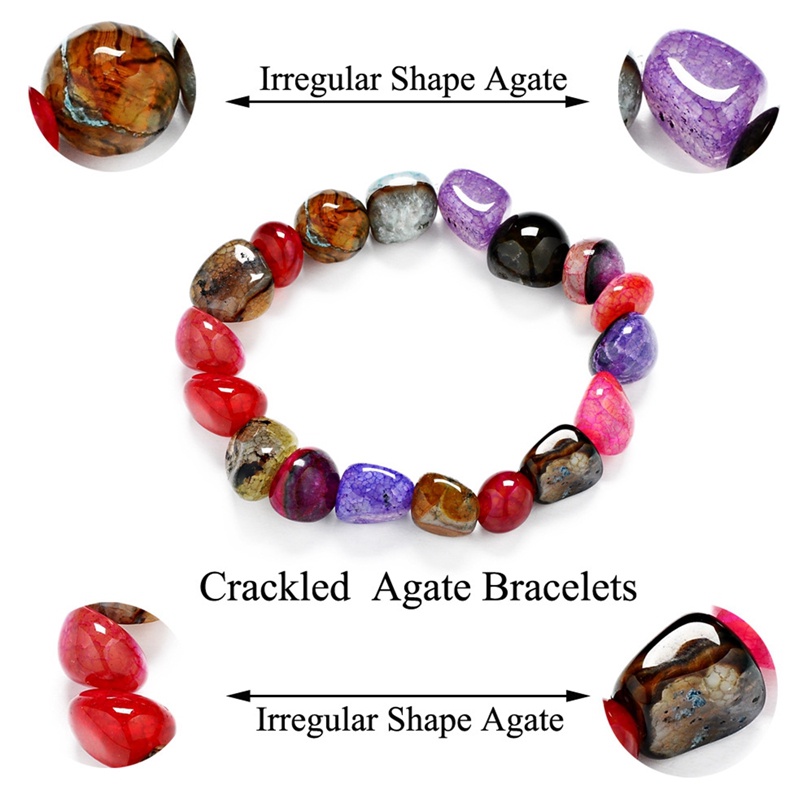 Ice Crack Permata Alami Tidak Teratur Dengan Bentuk Gelang Warna Campur Untuk Wanita