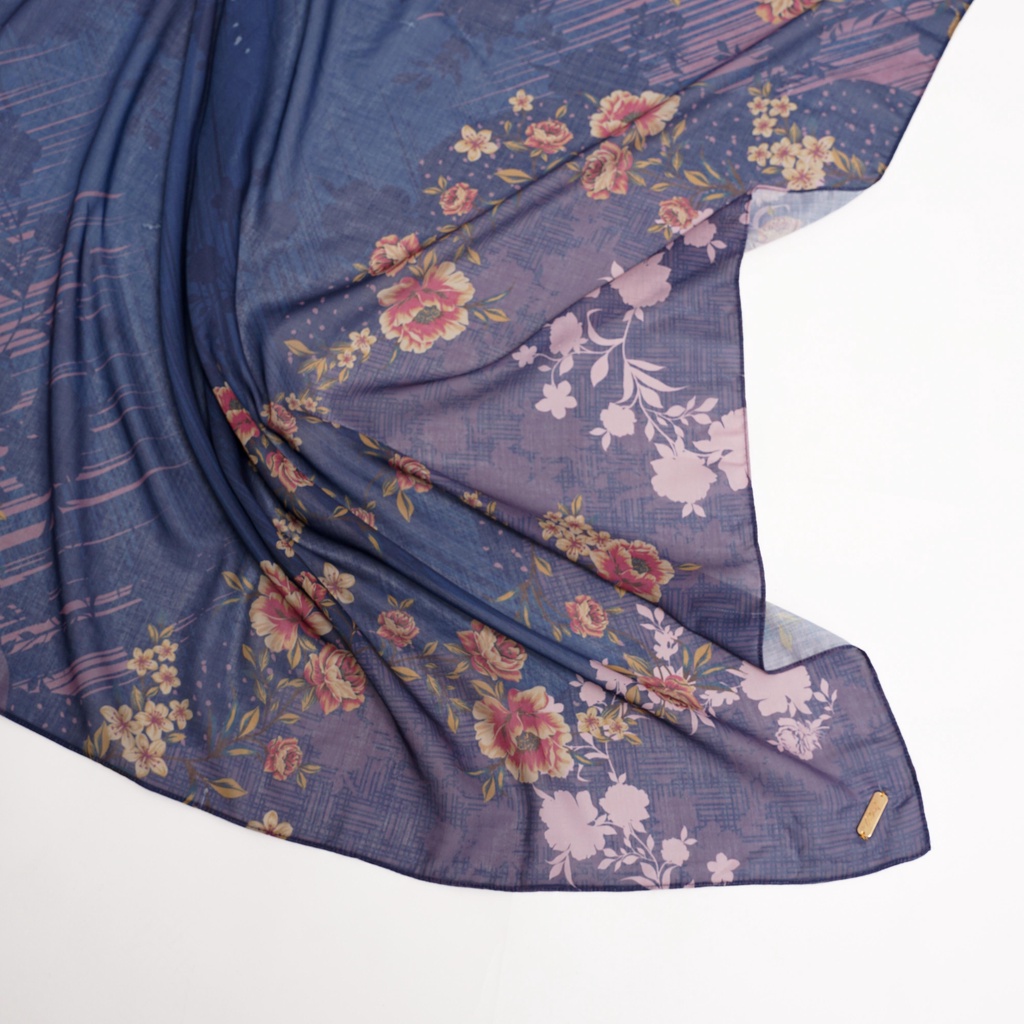 ALIF HIJAB SEGI EMPAT MOTIF PARIS PREMIUM KOREA - MAGELLAN IN VINTAGE INDIGO ( SPR-D3-001 )