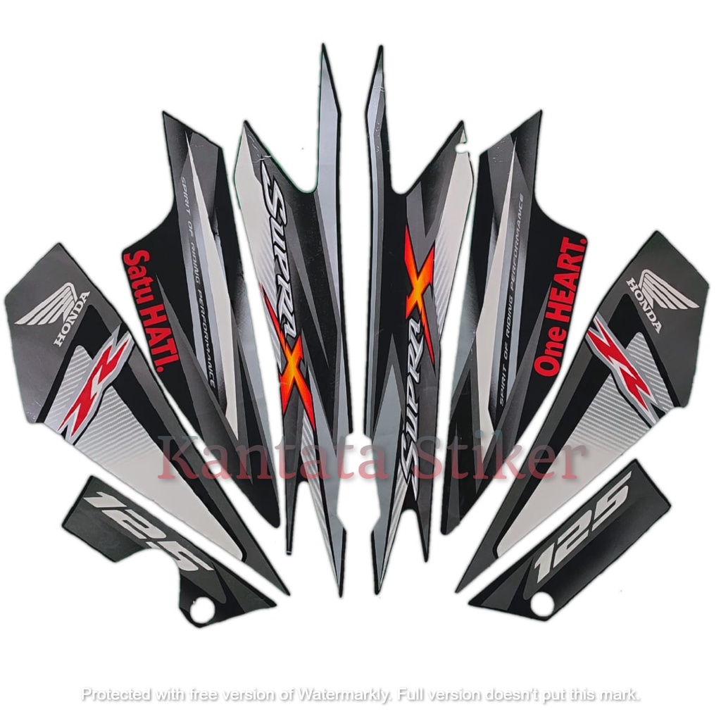 STIKER STRIPING LIS LES BODY MOTOR SUPRA X 125R 2013 FULL HITAM FULL SET