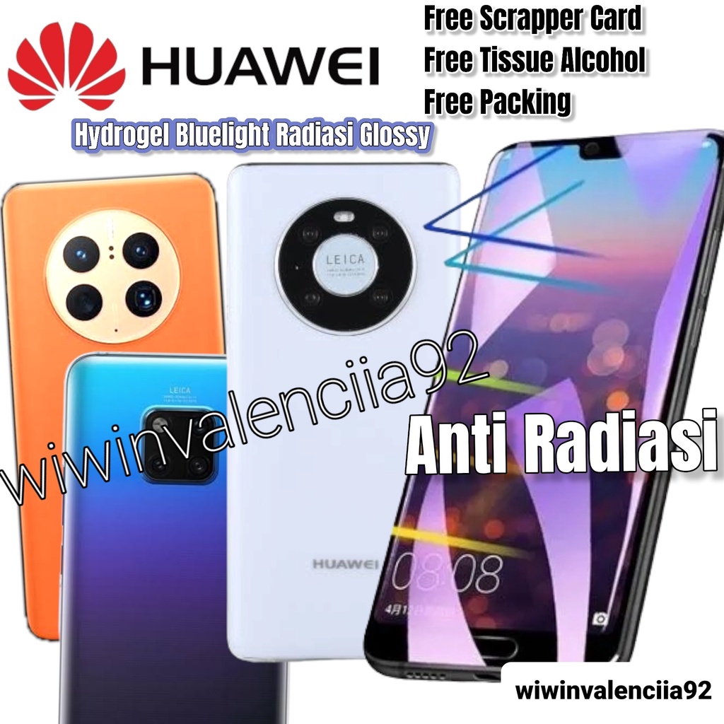 Hydrogel CUSTOM Huawei MATE 50 50Pro 40 40Pro+ 40 PRO 30 30Pro 20 Hidrogel TPU Clear-Bening/Glossy/Bluelight Glosy/Blue Light Matte/Anti Glare-Minyak-Mate Doff/Anti SPY Privacy-TPU Film Lapisan Liquid Glass nano-Black-Hitam/Full Cover Coveragel -NFC 5G 4G