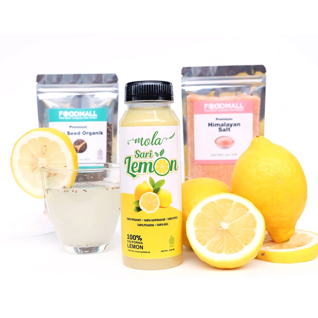 Paket Hemat Detox + Diet 3 in 1 | Sari Lemon 250ml + Chia Seed 100g + Garam Himalaya 100g