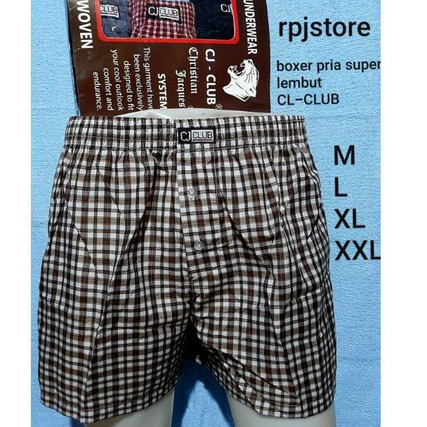 ☾ BOXER PRIA CJ-CLUB KOTAK KOTAK KELAS PREMIUM ォ