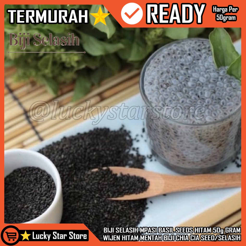 

BIJI SELASIH TUMBUHAN ALAMI CHIA SEED ORGANIC BLACK NON GMO GRADE A CHIASEED BIJI CHIA CIA SEED SELASIH MPASI 50G GRAM GR BASIL SEED BIJI SELASIH SUPER KUALITAS PREMIUM RAW BLACK SESAME SEED (WIJEN HITAM MENTAH) SUMBER KALSIUM TINGGI BASIL SEED PREMIUM