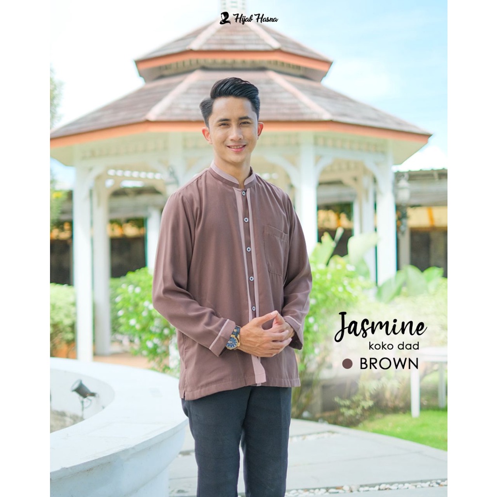 Hijab Hasna Koko Jasmine Size L Lengan Pendek Warna Brown Baju Muslim Terlaris