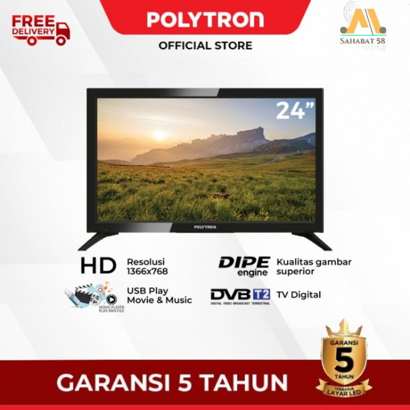 POLYTRON LED TV SMART 24 INCH PLD24CV1859|GARANSI RESMI 5 TAHUN