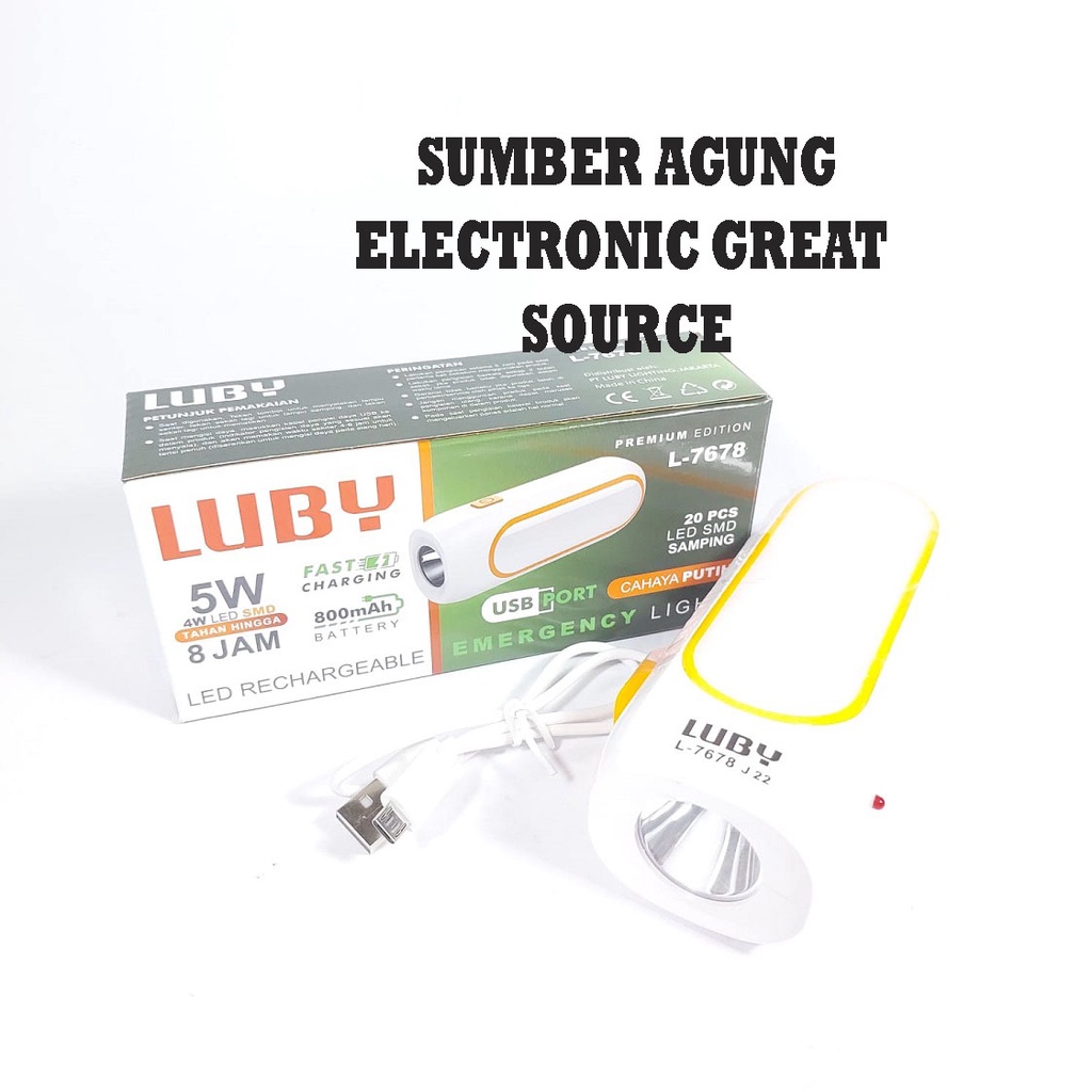 Luby L7678 Emergency Fast Charging Tahan 8 Jam 800mAh Baterai Senter 5W