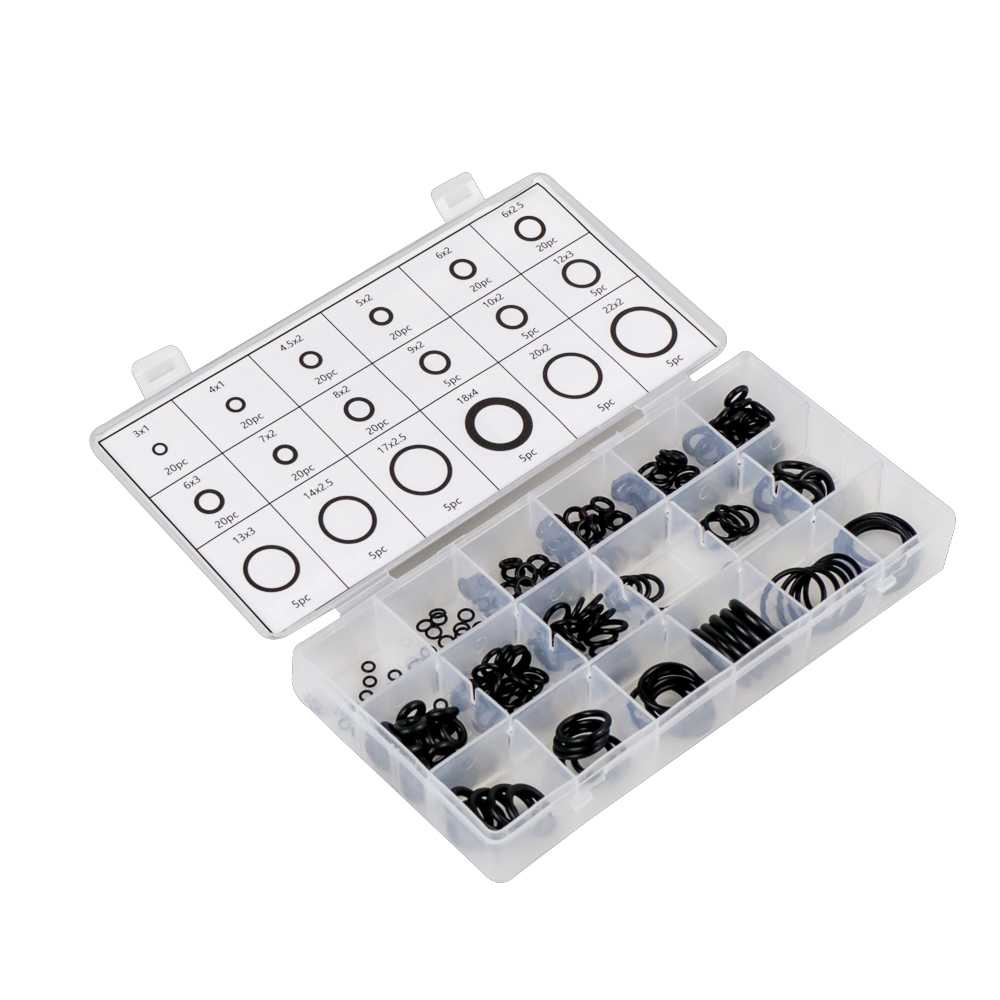 Taffware Karet Rubber O Ring Universal Seal Tightening 270 pcs Set Kotak Segel O-Ring Reparasi AC Mobil Spare Part Penutup Karet Cincin Penyegel Karet Cincin O Set Oring Seal Box