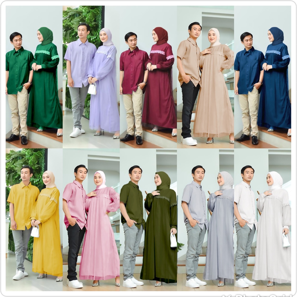COUPLE KELUARGA LEBARAN 2023/ BAJU PASANGAN WANITA KOKO + GAMIS BRUKAT TUTU/ CP DEWA/ COUPLE MUSLIM 