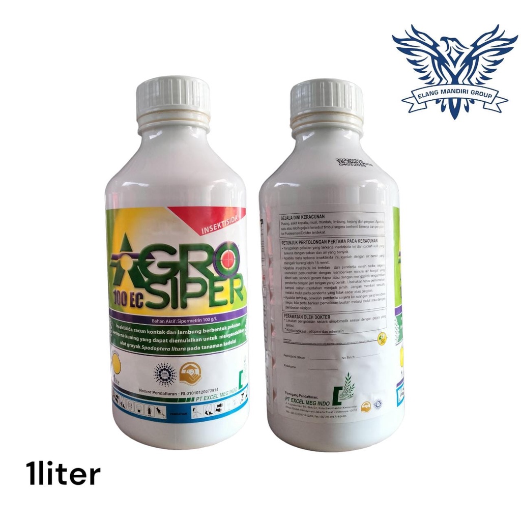 INSEKTISIDA AGROSIPER AGRO SIPER100 EC 1 Liter Pembasmi Hama Ulat Grayak Bahan Aktif Sipermetrin 100 g/l Rizotin Yasithrin Hoky